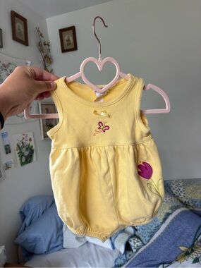 Carters y2k Baby girls Yellow Floral tulip butterfly Appliqué Romper